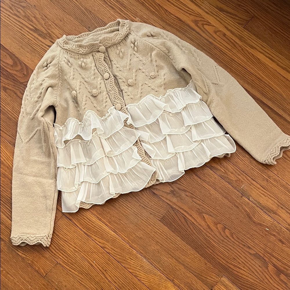 Elegant Tan and Cream Women's Sweater